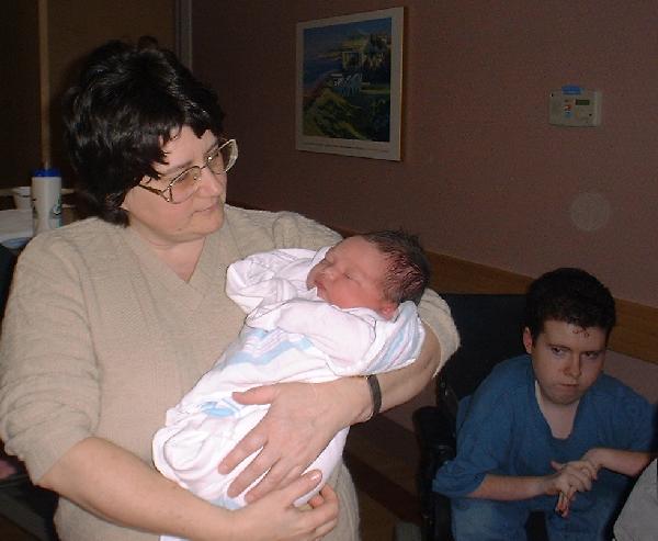 Grandma and Alec the day he was born.